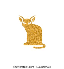 Cat icon in gold glitter texture. Sparkle luxury style vector illustration.