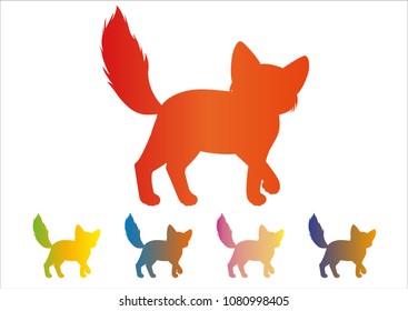 Cat icon, gradient silhouette on white background