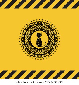 cat icon grunge warning sign emblem. Vector Illustration. Detailed.