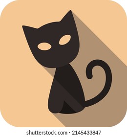 Icono de gato, ilustración vectorial de diseño de icono plano de Halloween