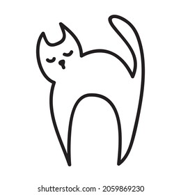 Katzensymbol mit halloween-line-Vektorsymbol auf weißem Hintergrund. Business Icon. Herbstkürbis. Rahmenkartoon. Fröhlicher Heilbutt. Vektorlogo.