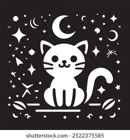 Cat icon hand art design