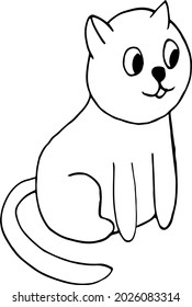 cat icon. hand drawn doodle. vector, scandinavian, nordic, minimalism monochrome pet animal cute funny