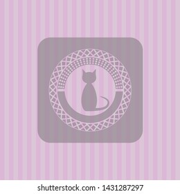 cat icon inside badge with pink background