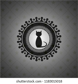 cat icon inside black emblem. Vintage.