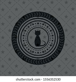 cat icon inside black emblem. Vintage.