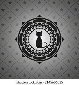 cat icon inside black emblem. Vintage. 