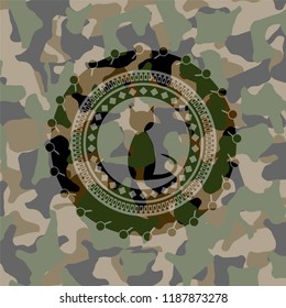 cat icon inside camouflage texture
