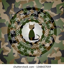 cat icon inside camouflaged emblem