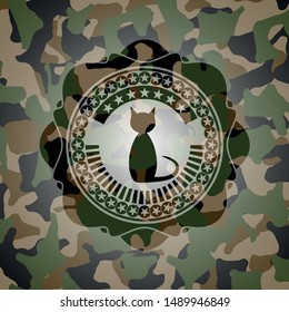 cat icon inside camouflaged emblem