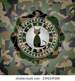 cat icon inside camouflaged emblem