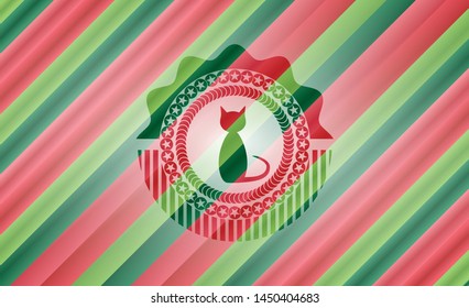 cat icon inside christmas badge.