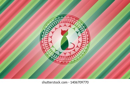 cat icon inside christmas style badge..
