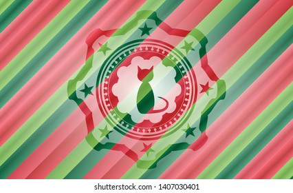 cat icon inside christmas style badge..