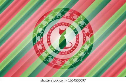 cat icon inside christmas style badge..