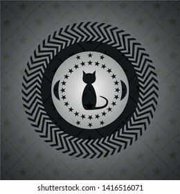 cat icon inside dark emblem