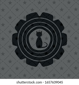 cat icon inside dark emblem. Retro