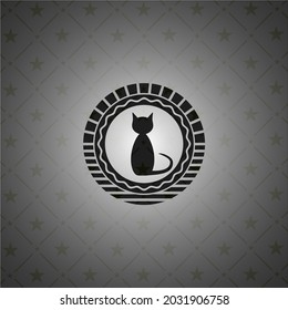 icono del gato dentro del emblema oscuro. Retro. 