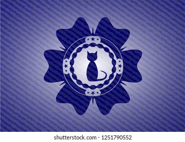 cat icon inside emblem with jean high quality background
