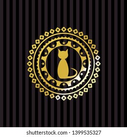 cat icon inside gold badge or emblem