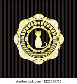 cat icon inside gold emblem or badge