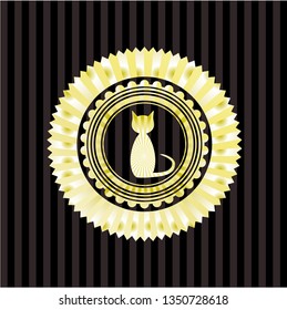 cat icon inside gold shiny badge