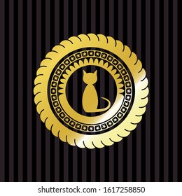 cat icon inside gold shiny emblem