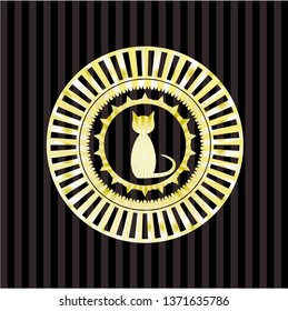 cat icon inside golden badge or emblem