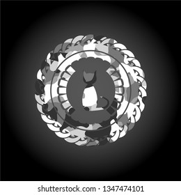 cat icon inside grey camo texture
