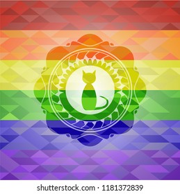 cat icon inside lgbt colors emblem 