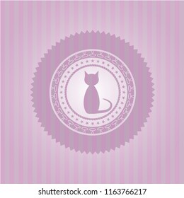 cat icon inside pink emblem