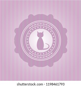 cat icon inside pink emblem