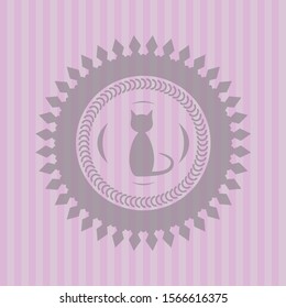 cat icon inside pink emblem