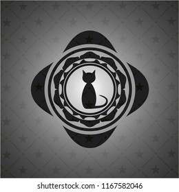 cat icon inside realistic black emblem