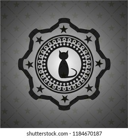 cat icon inside realistic black emblem