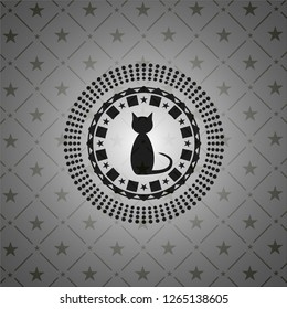 cat icon inside realistic black emblem