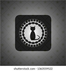 cat icon inside realistic black emblem