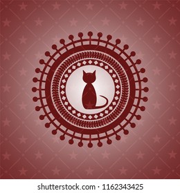 cat icon inside red emblem. Vintage.