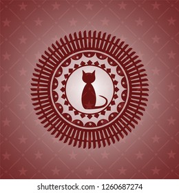 cat icon inside red emblem. Vintage.