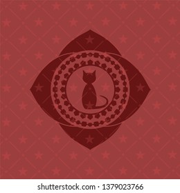 cat icon inside red emblem. Vintage.