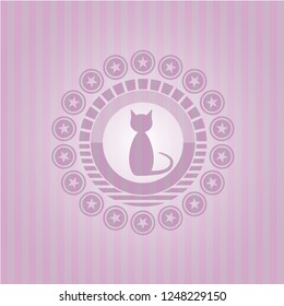 cat icon inside retro pink emblem