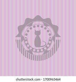 icono del gato dentro del emblema rosa retro