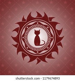 cat icon inside retro red emblem