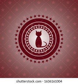 cat icon inside retro red emblem