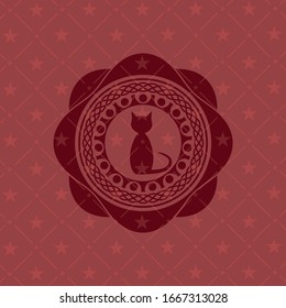 cat icon inside retro red emblem