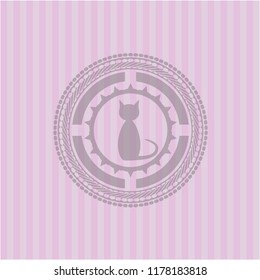 cat icon inside retro style pink emblem