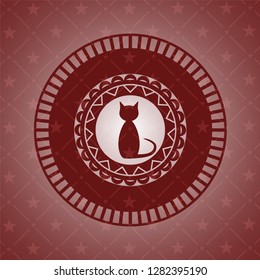 cat icon inside retro style red emblem