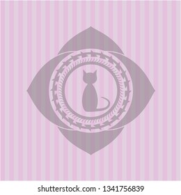 cat icon inside retro style pink emblem