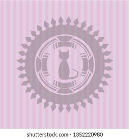 cat icon inside retro style pink emblem