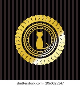 cat icon inside shiny badge. 